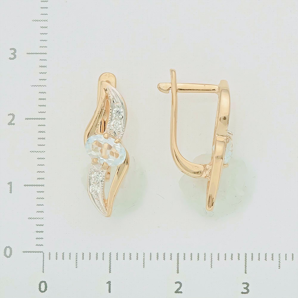 Серьги с топазом из красного золота 585 пробы