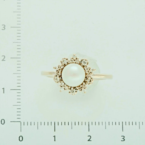 Кольцо с жемчугом из белого золота 585 пробы 2