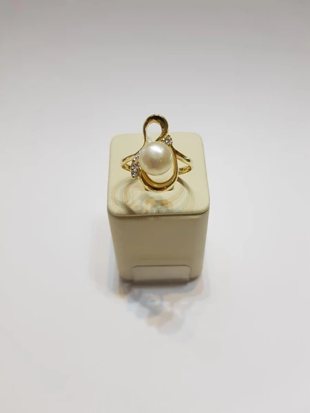 Кольцо с жемчугом из желтого золота 585 пробы 1