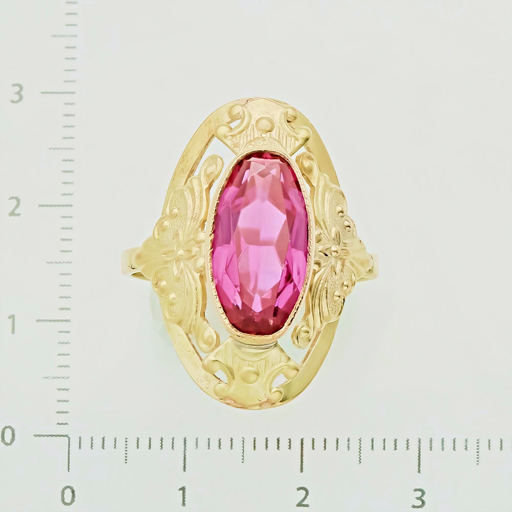 Кольцо с фианитом из желтого золота 583 пробы