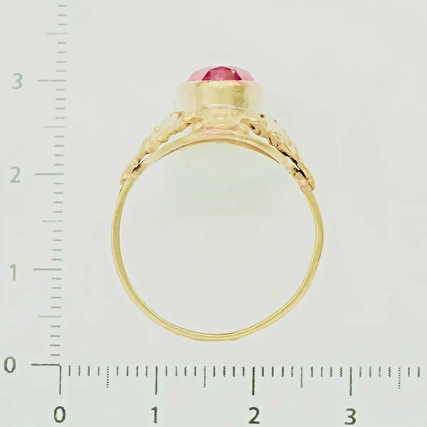 Кольцо с фианитом из желтого золота 583 пробы 3