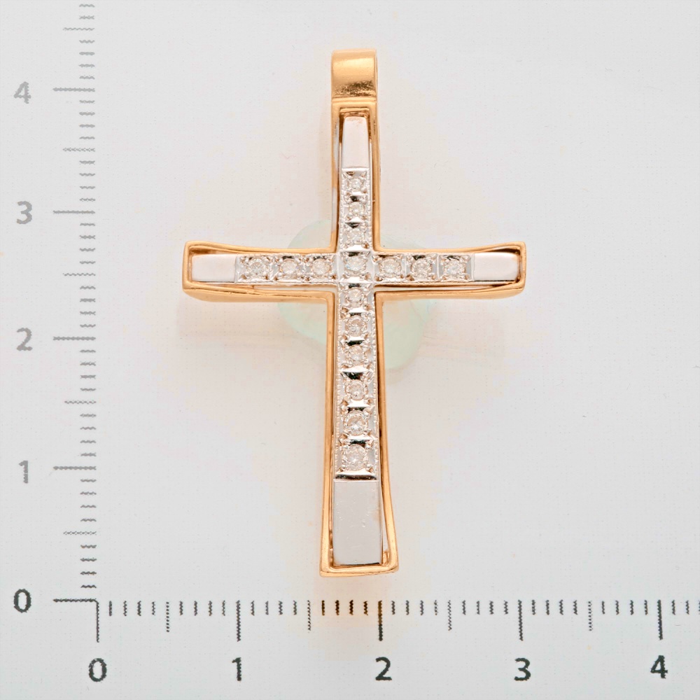 Крестик с бриллиантом из красного золота 750 пробы