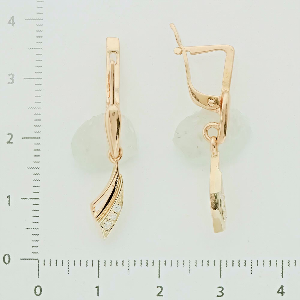 Серьги с фианитом из красного золота 585 пробы