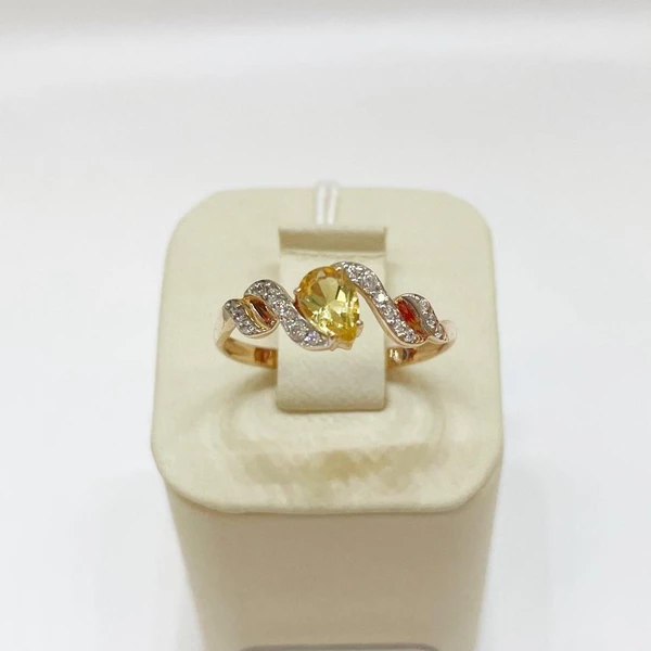 Кольцо с цитрином из красного золота 585 пробы 1