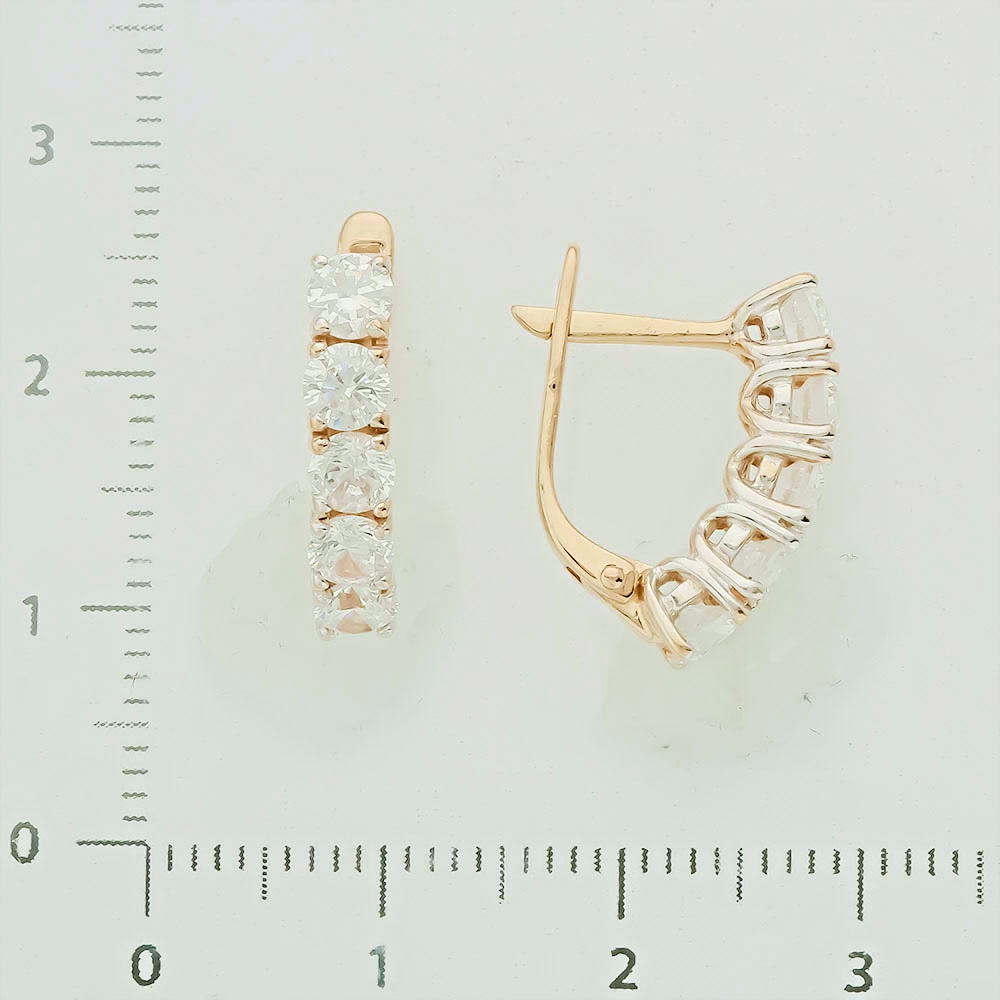Серьги с фианитом из красного золота 585 пробы