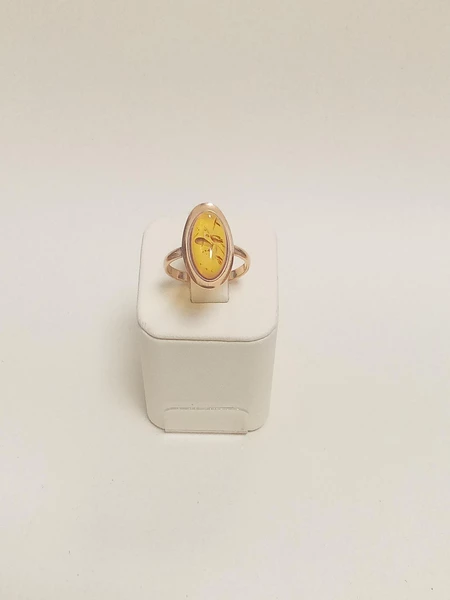 Кольцо с янтарем из красного золота 585 пробы 1