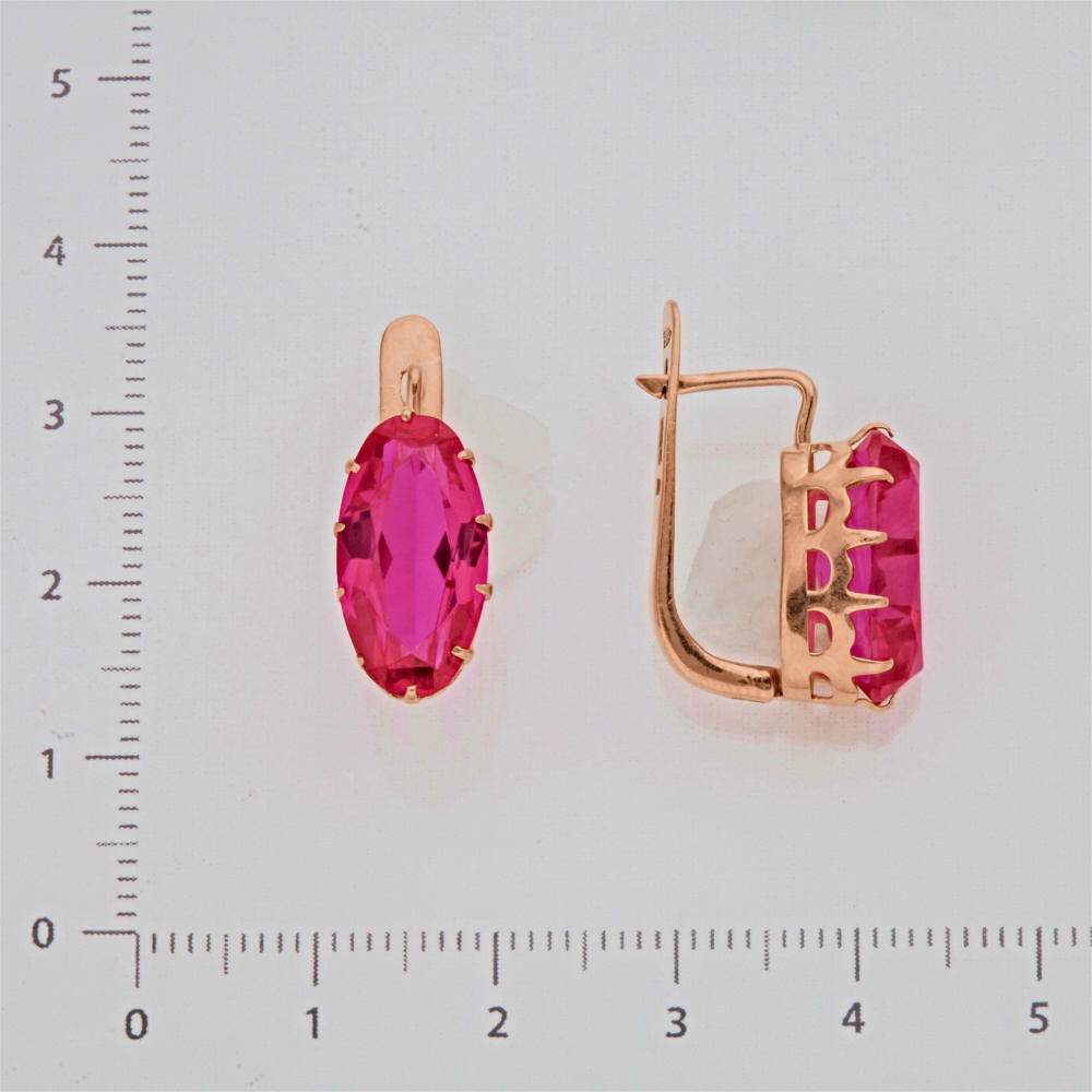 Серьги с фианитом из красного золота 583 пробы