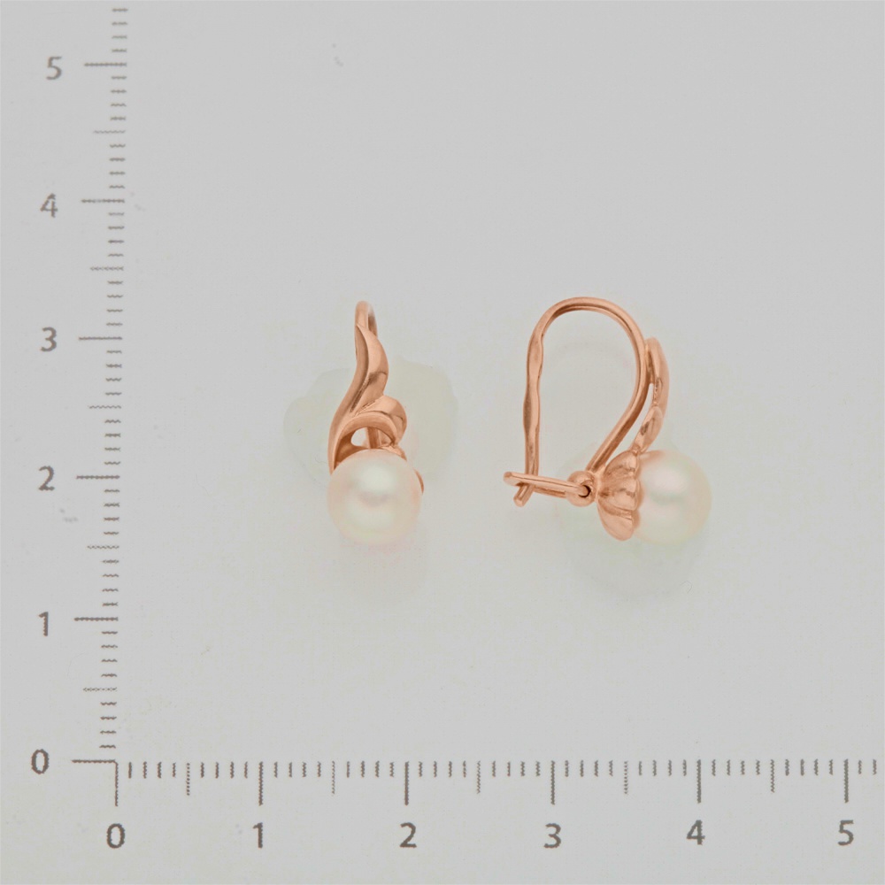 Серьги с жемчугом из красного золота 583 пробы