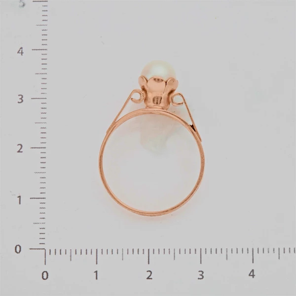 Кольцо с жемчугом из красного золота 583 пробы 3
