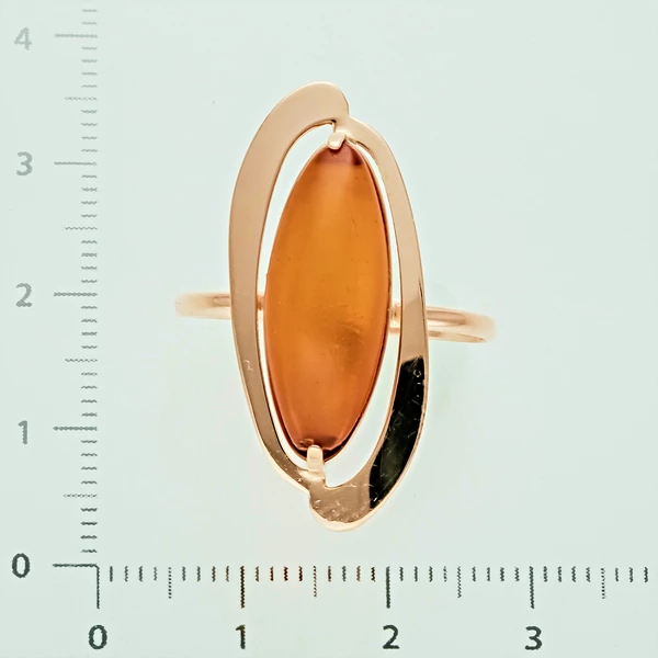 Кольцо с янтарем из красного золота 585 пробы 2