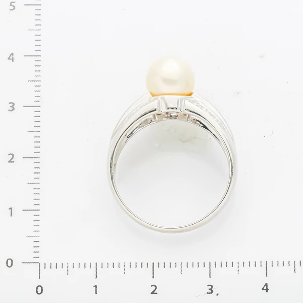 Кольцо с жемчугом из белого золота 585 пробы 3