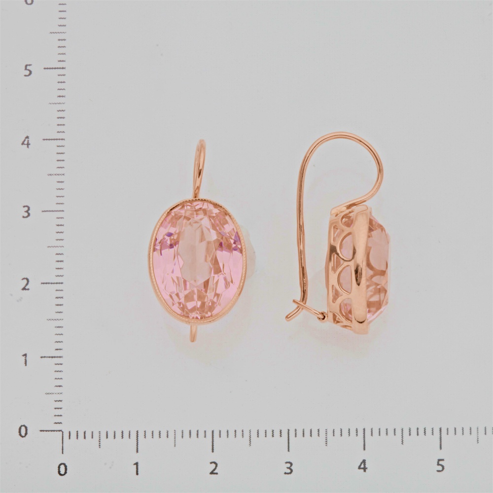 Серьги с фианитом из красного золота 583 пробы