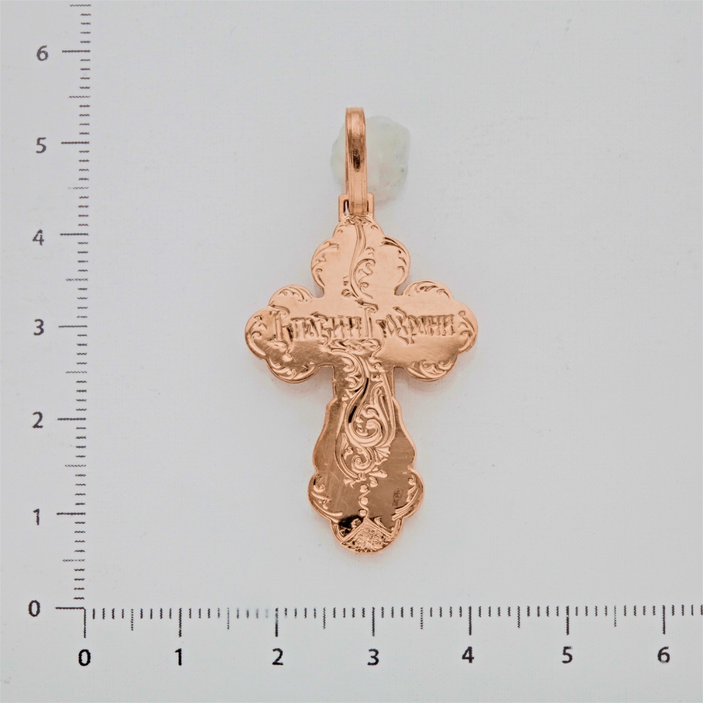 Крестик с бриллиантом из красного золота 585 пробы
