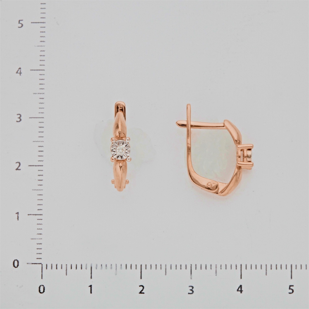Серьги с бриллиантом из красного золота 585 пробы