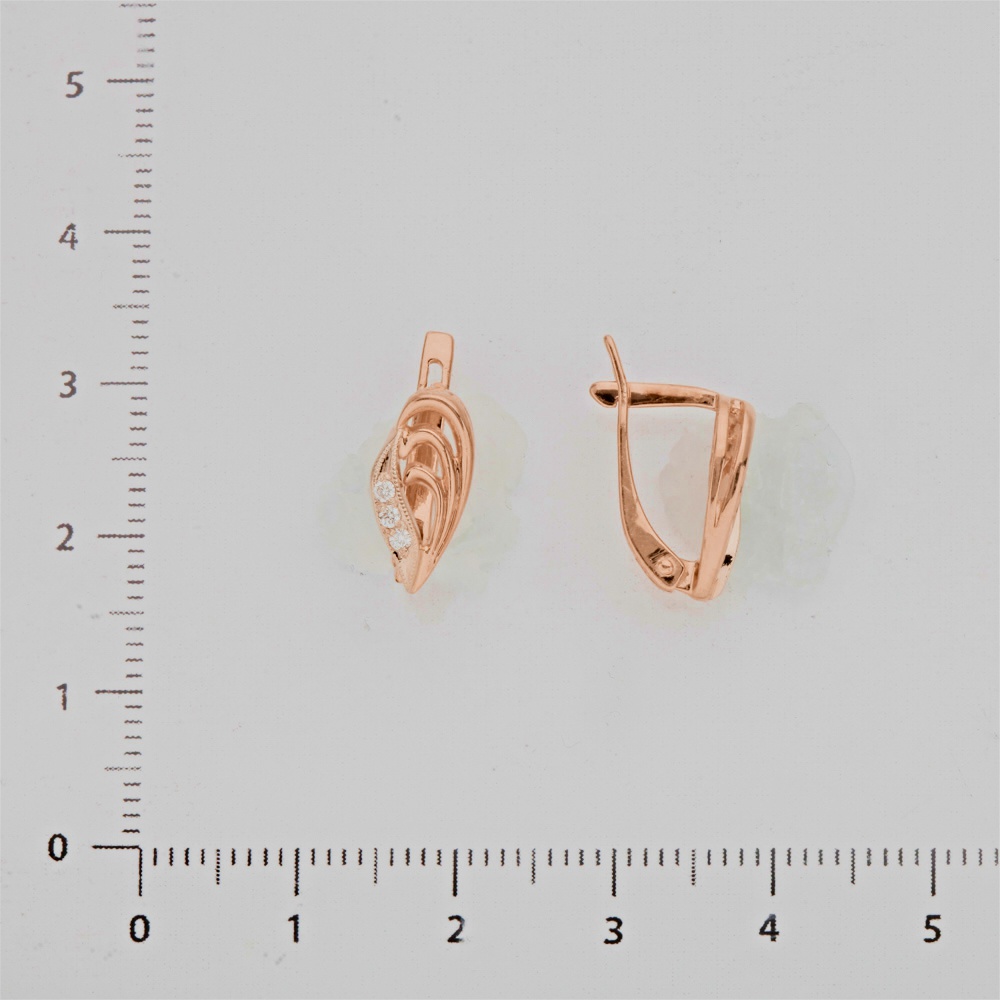 Серьги с бриллиантом из красного золота 585 пробы