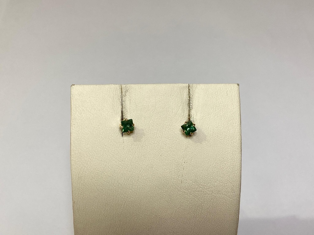 Серьги с фианитом из красного золота 585 пробы