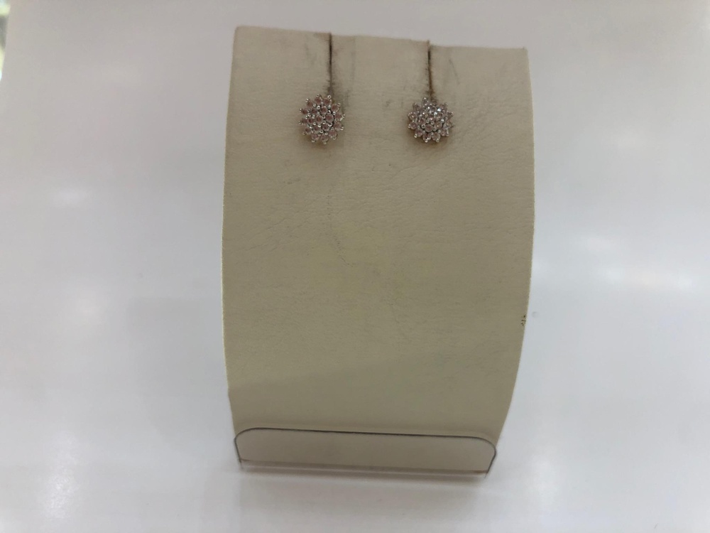 Серьги с фианитом из красного золота 585 пробы
