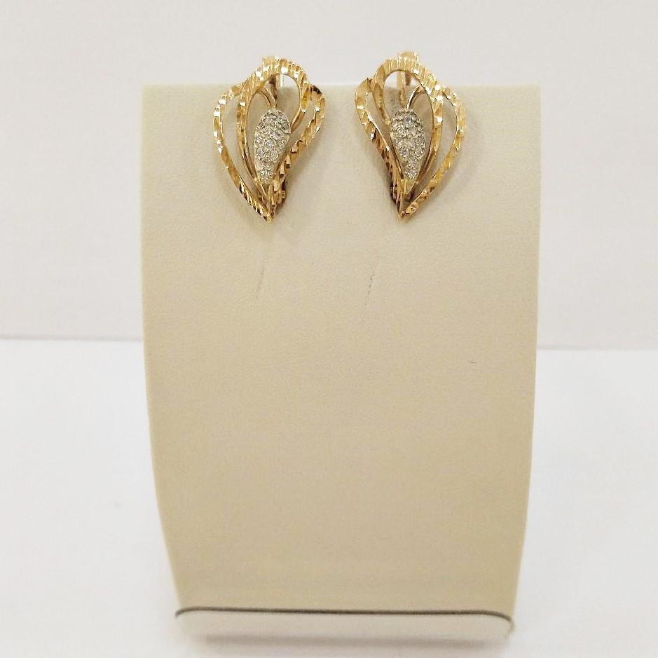 Серьги с фианитом из красного золота 585 пробы