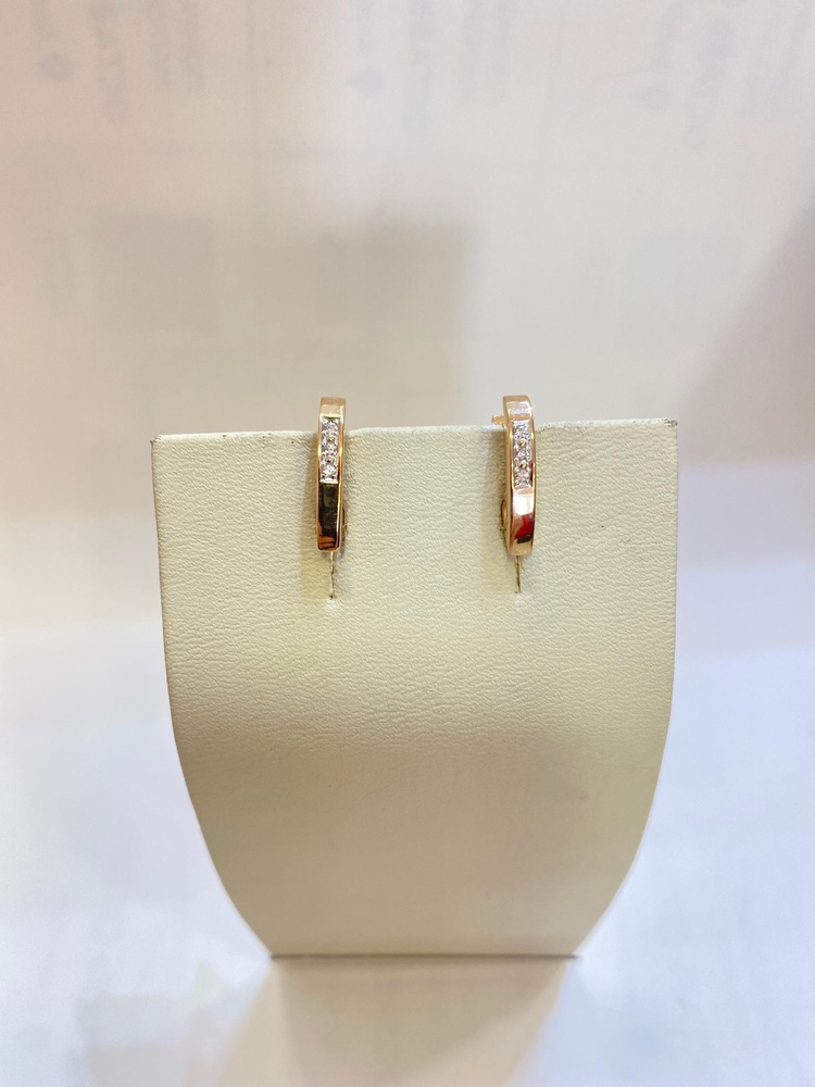 Серьги с фианитом из красного золота 585 пробы