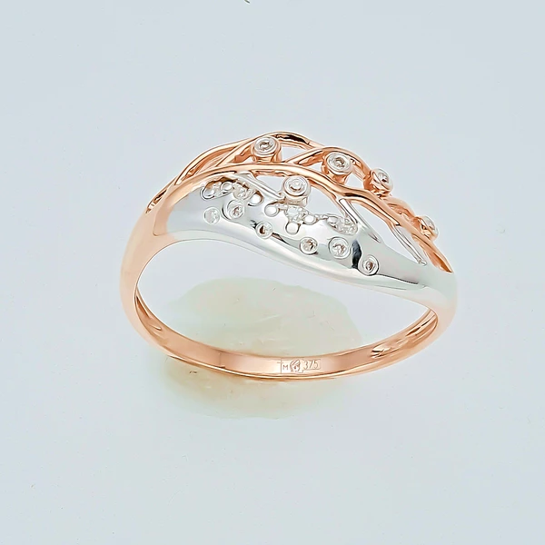 Кольцо с бриллиантом из красного золота 375 пробы 1