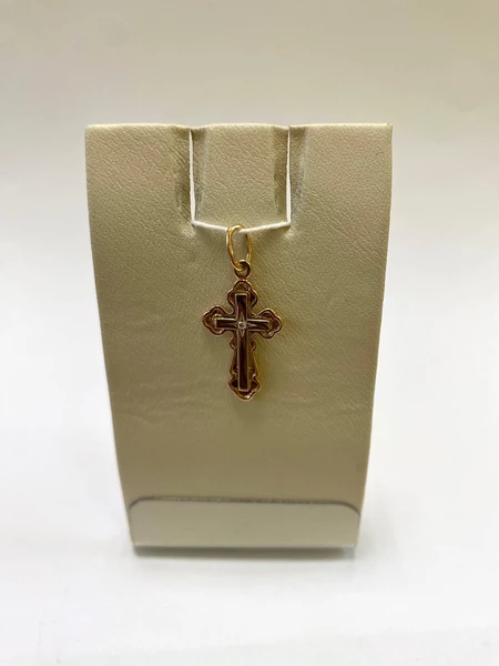 Крестик с бриллиантом из красного золота 585 пробы 1