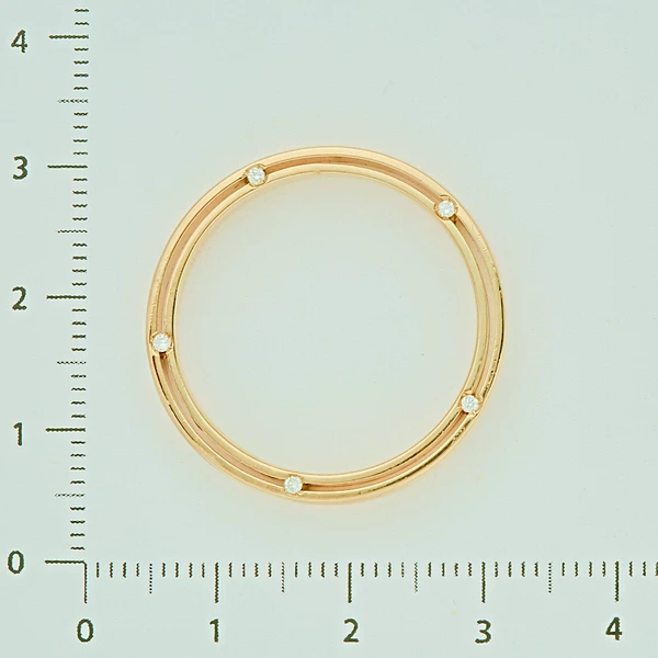 Кольцо обручальное с бриллиантом из красного золота 750 пробы