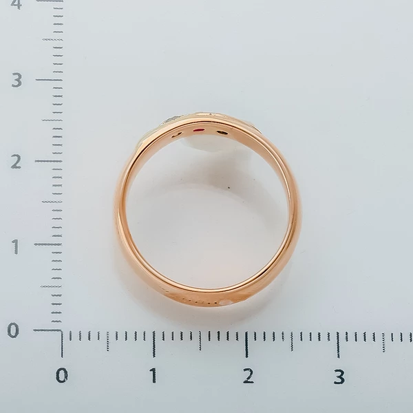 Кольцо обручальное с рубином из красного золота 585 пробы