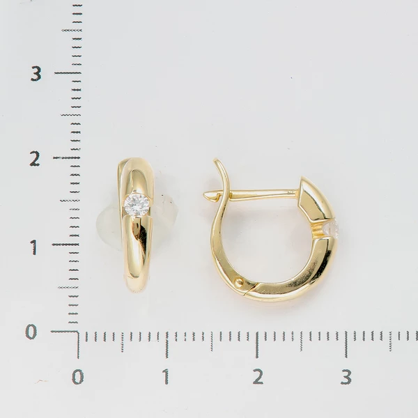 Серьги конго с бриллиантом из желтого золота 585 пробы
