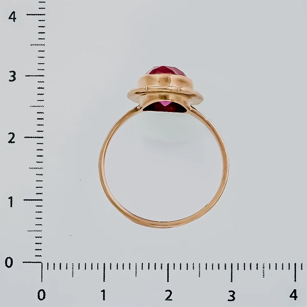 Кольцо с рубином синтетическим из красного золота 583 пробы