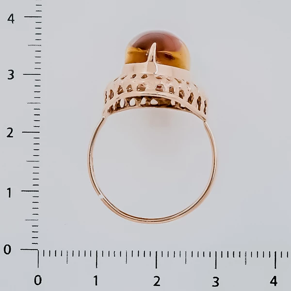 Кольцо с янтарем из красного золота 583 пробы 4