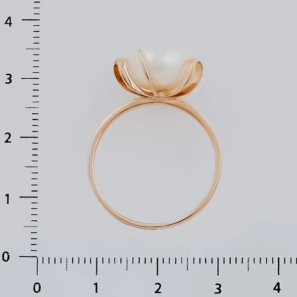 Кольцо с жемчугом из красного золота 585 пробы 3