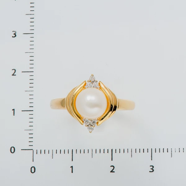 Кольцо с жемчугом из красного золота 750 пробы 2