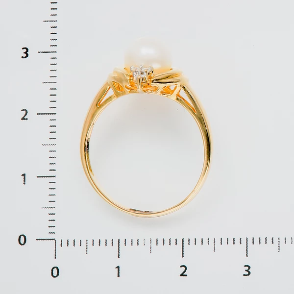 Кольцо с жемчугом из красного золота 750 пробы 3