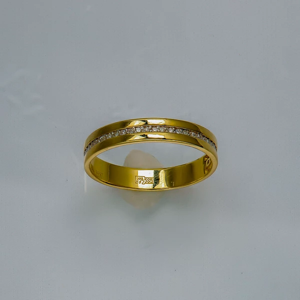 Кольцо обручальное с бриллиантом из желтого золота 585 пробы 1