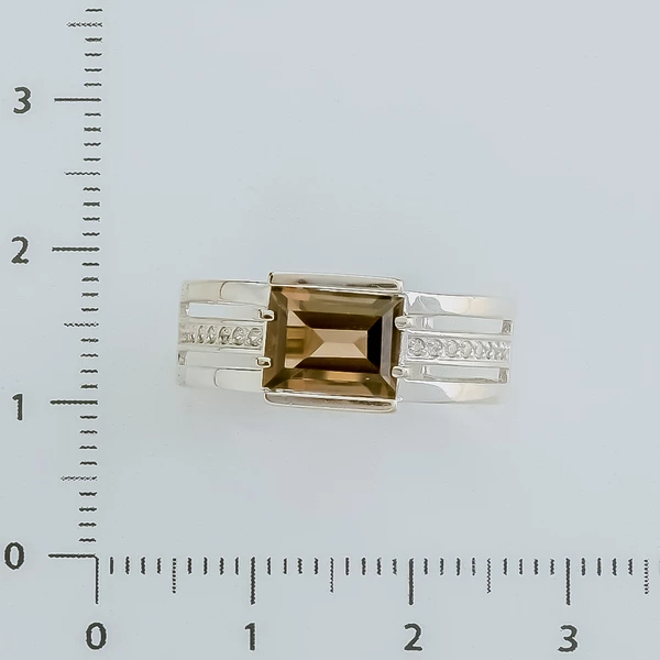 Кольцо с раух-топазом из белого золота 585 пробы 2