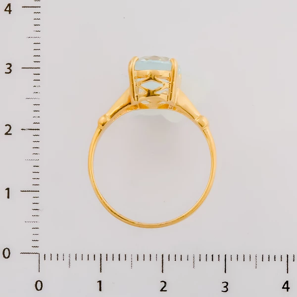 Кольцо с топазом из желтого золота 750 пробы 3