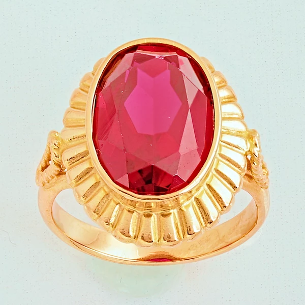 Кольцо с фианитом из красного золота 583 пробы