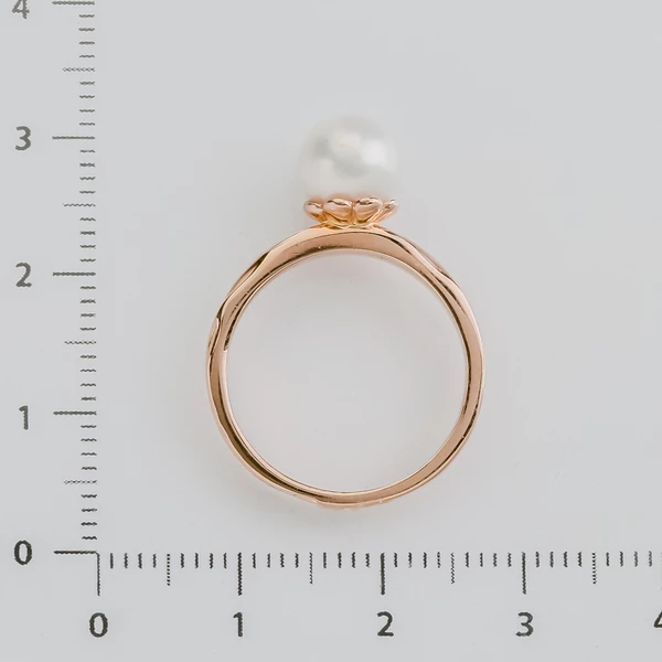 Кольцо с жемчугом из красного золота 583 пробы