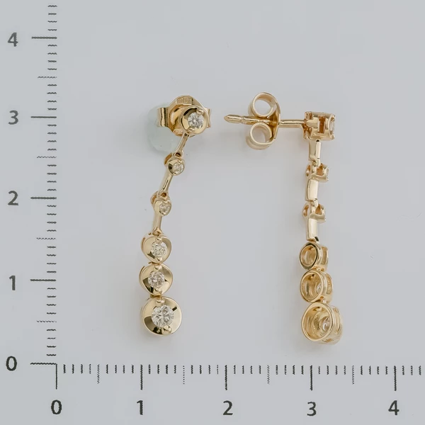 Серьги с бриллиантом из желтого золота 585 пробы