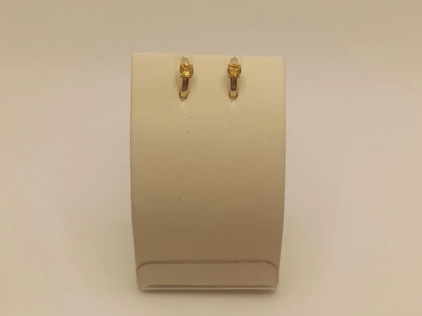 Серьги конго с цитрином из желтого золота 585 пробы