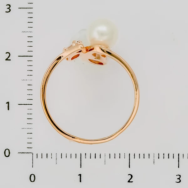 Кольцо с культивированным жемчугом из красного золота 375 пробы